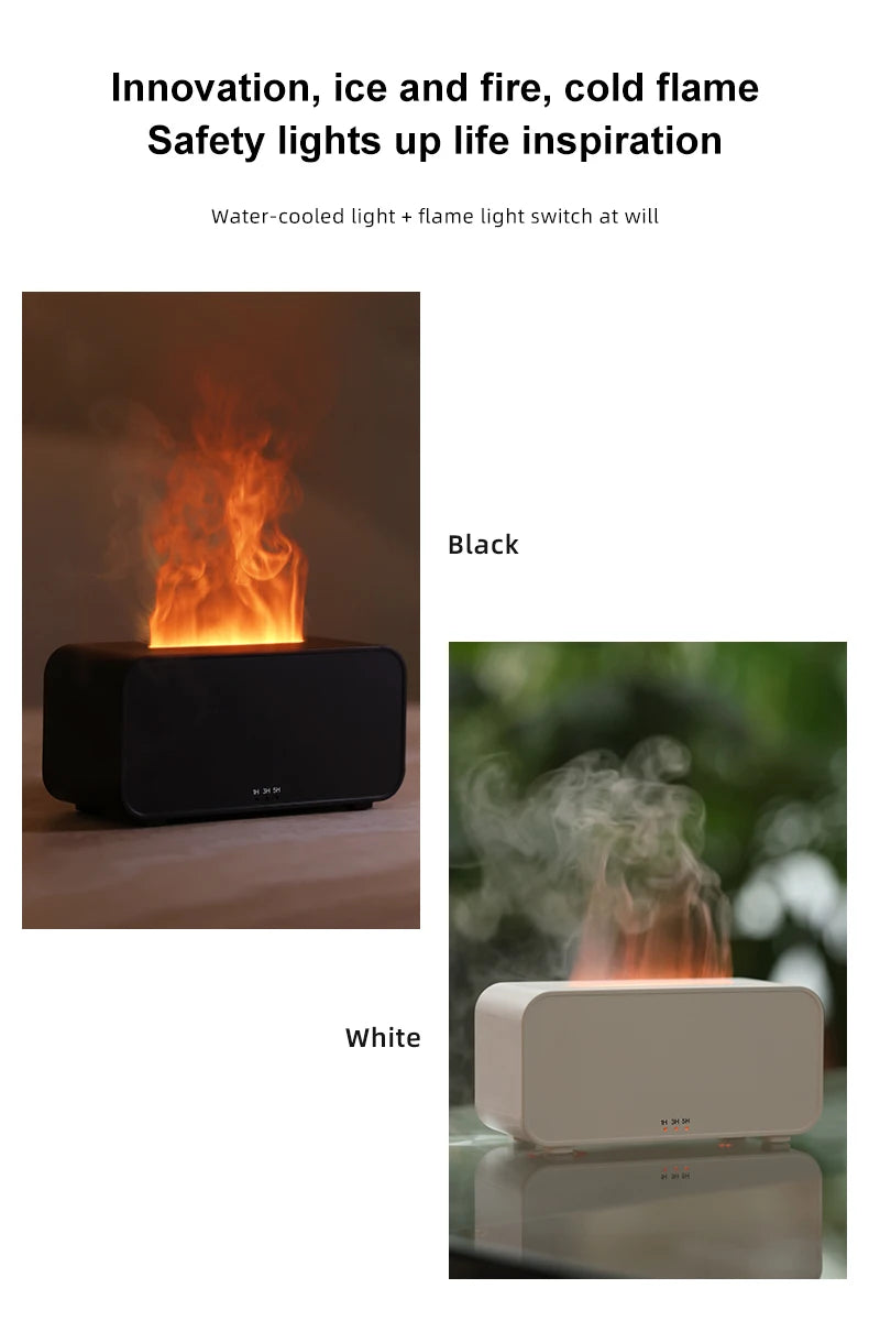 Mini Flame Aroma Diffuser – LED Humidifier with Timer & Colorful Lights